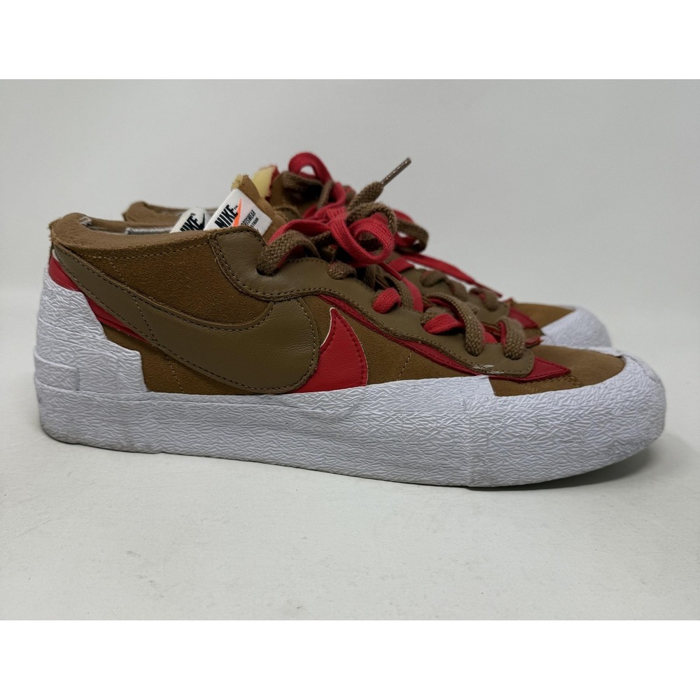 Nike Blazer Low X Sacai Shoes Mens Size 12 Brown Red Suede Sneakers DD1877-200